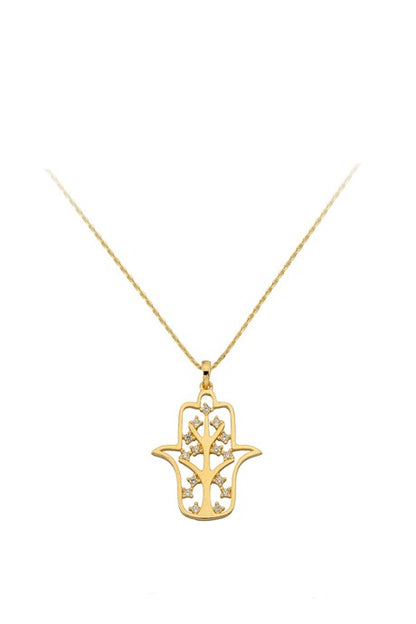 Solid Gold Hand of Fatima (Hamsa) Necklace | 14K (585) | 2.12 gr