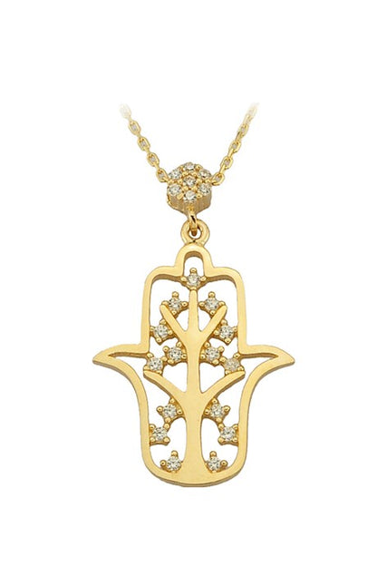 Collier main de Fatima (Hamsa) en or massif | 14K (585) | 2,28 grammes