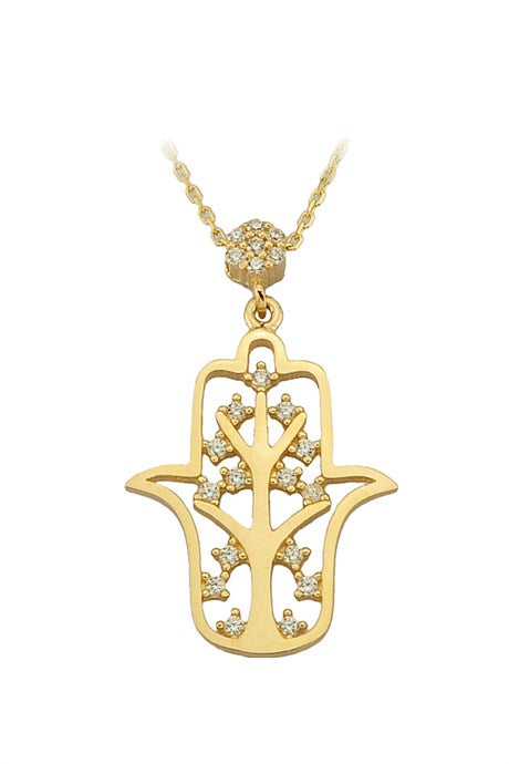 Solid Gold Hand of Fatima (Hamsa) Necklace | 14K (585) | 2.28 gr