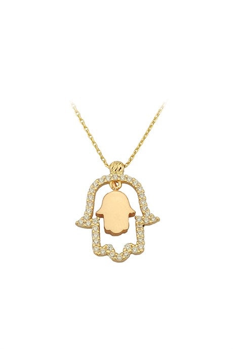 Solid Gold Hand of Fatima (Hamsa) Necklace | 14K (585) | 2.13 gr