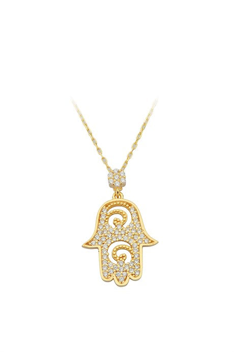 Collier main de Fatima (Hamsa) en or massif | 14K (585) | 2,55 grammes