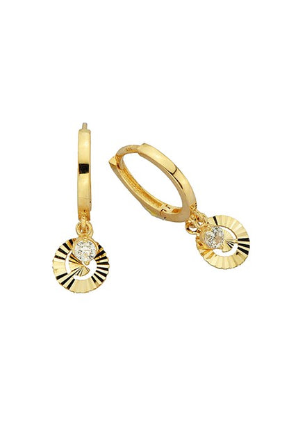 Solid Gold With Figure Circle Earring | 14K (585) | 2.28 gr
