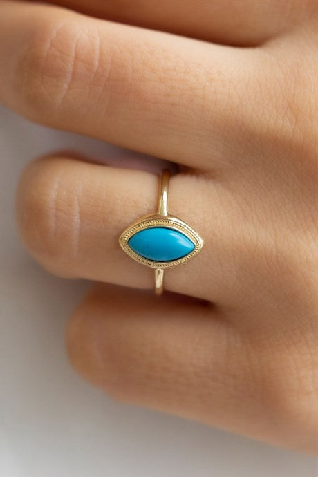 Solid Gold Turquoise Gemstone | 14K (585) | 1.79 gr