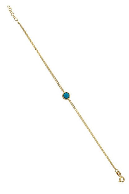 Solid Gold Turquoise Gemstone Bracelet | 14K (585) | 1.37 gr