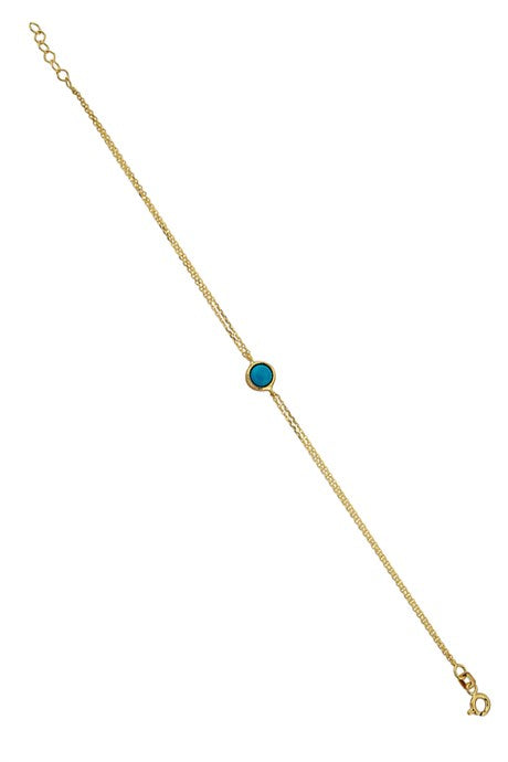 Bracelet en pierres précieuses turquoise en or massif | 14K (585) | 1,37 g