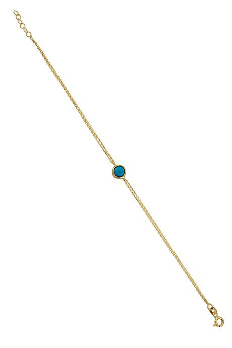 Pulsera de piedras preciosas turquesas de oro macizo | 14K (585) | 1,37 gramos