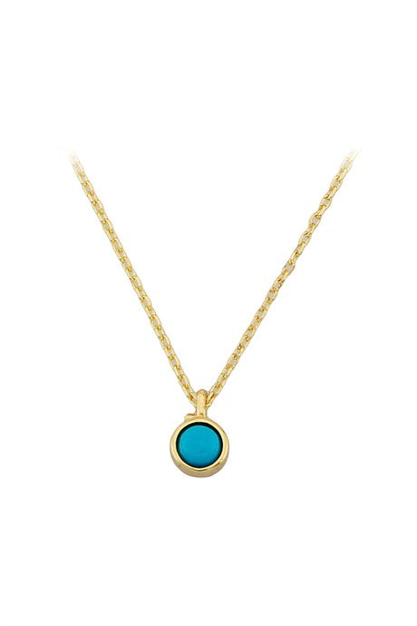 Solid Gold Turquoise Gemstone Necklace | 14K (585) | 1.74 gr