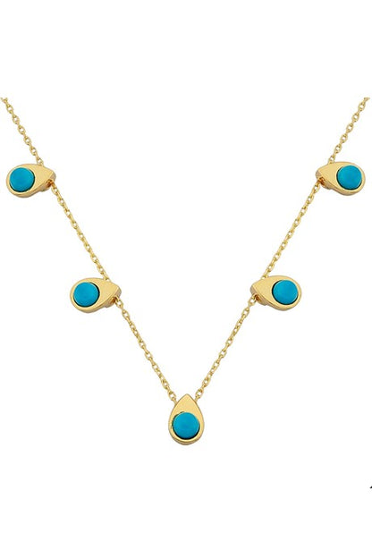 Solid Gold Turquoise Gemstone Necklace | 14K (585) | 2.32 gr