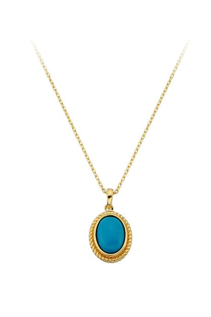 Collier de pierres précieuses turquoise en or massif | 14K (585) | 1,96 g