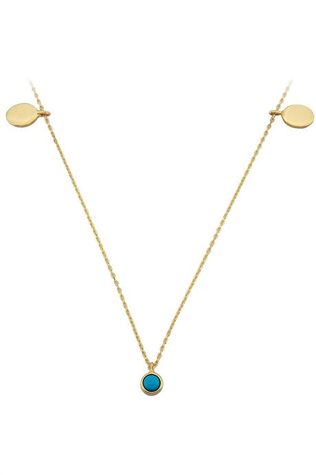 Solid Gold Turquoise Gemstone Necklace | 14K (585) | 1.93 gr