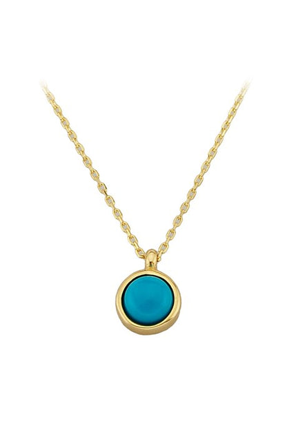 Collier de pierres précieuses turquoise en or massif | 14K (585) | 1,57 g