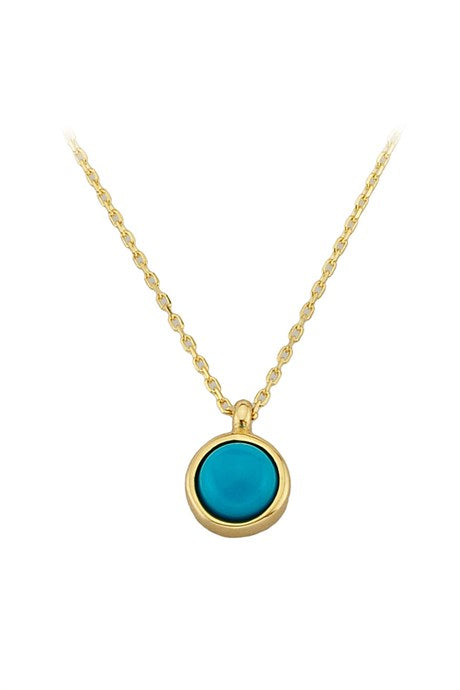 Solid Gold Turquoise Gemstone Necklace | 14K (585) | 1.57 gr