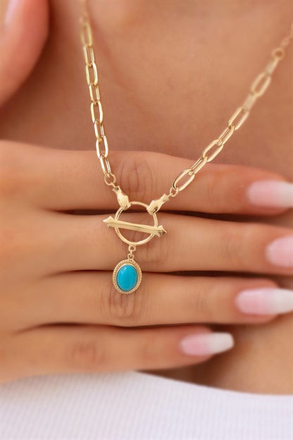 Collier de pierres précieuses turquoise en or massif | 14K (585) | 6,01 grammes