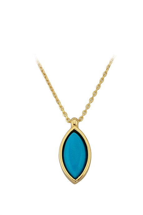 Solid Gold Turquoise Gemstone Necklace | 14K (585) | 1.97 gr
