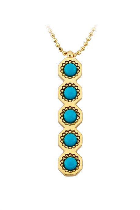 Solid Gold Turquoise Gemstone Necklace | 14K (585) | 5.17 gr