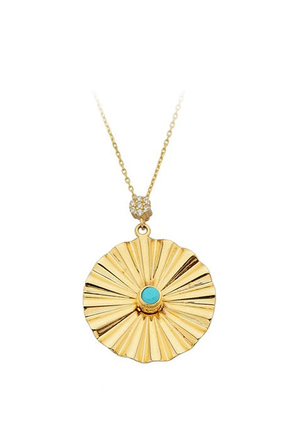 Collier de pierres précieuses turquoise en or massif | 14K (585) | 4,17 grammes