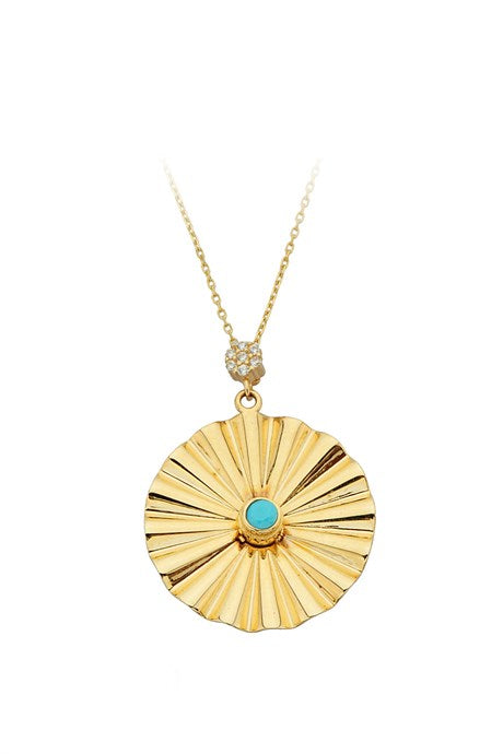 Solid Gold Turquoise Gemstone Necklace | 14K (585) | 4.17 gr