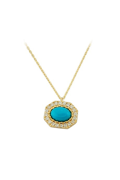 Collier de pierres précieuses turquoise en or massif | 14K (585) | 2,28 grammes