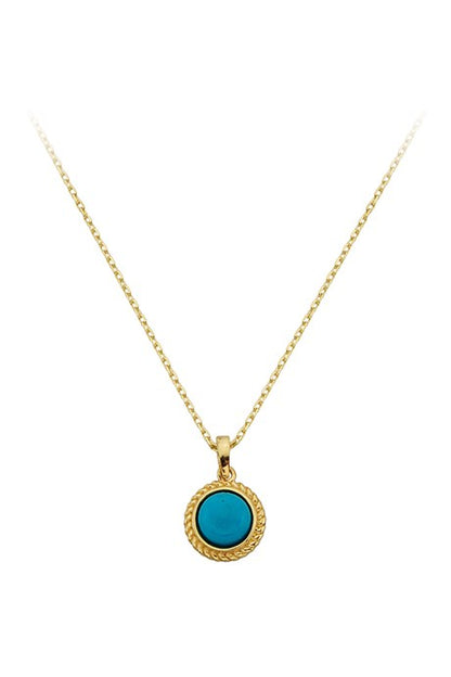 Solid Gold Turquoise Gemstone Necklace | 14K (585) | 1.62 gr