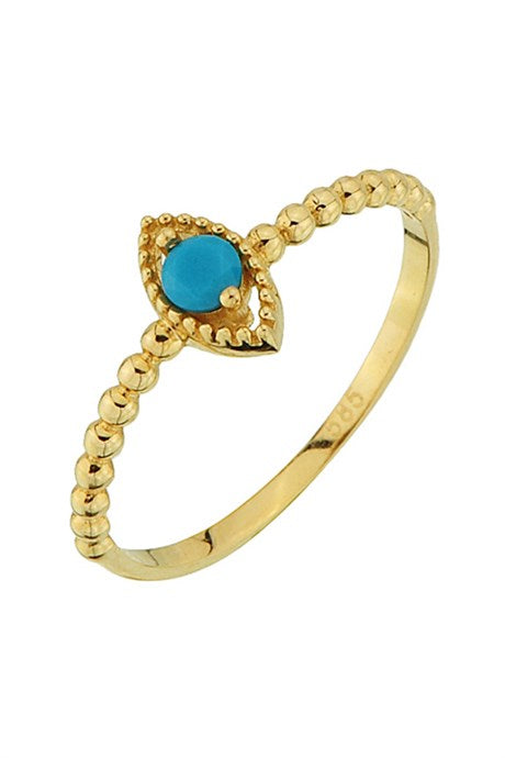 Solid Gold Turquoise Gemstone Design Ring | 14K (585) | 1.23 gr