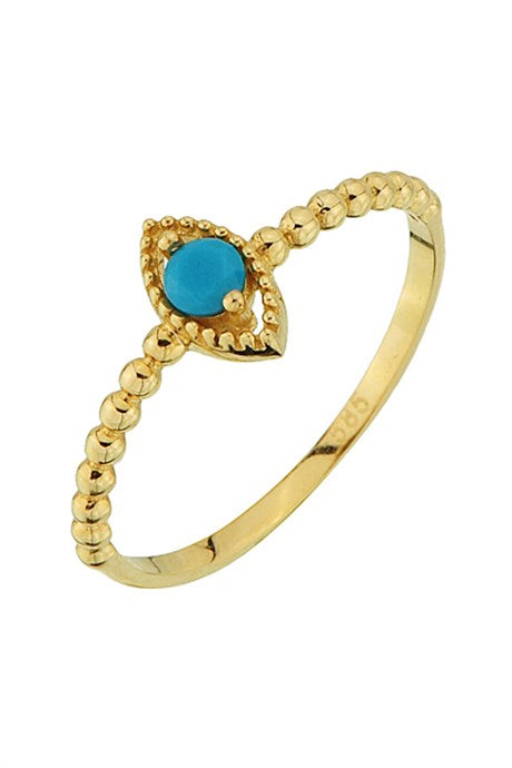 Anneau de conception de pierres précieuses turquoise en or massif | 14K (585) | 1,23 g