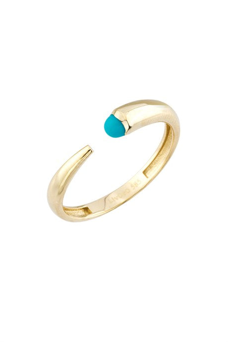 Anneau de conception de pierres précieuses turquoise en or massif | 14K (585) | 1,45 gr