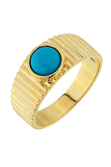 Solid Gold Turquoise Gemstone Design Ring | 14K (585) | 4.60 gr