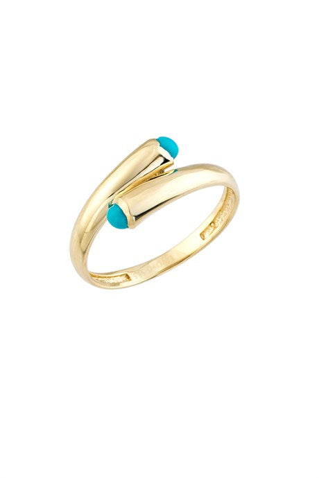 Solid Gold Turquoise Gemstone Design Ring | 14K (585) | 2.11 gr