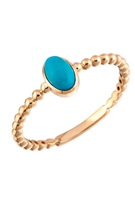 Solid Gold Turquoise Gemstone Ring | 14K (585) | 1.46 gr