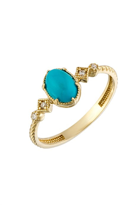 Solid Gold Turquoise Gemstone Ring | 14K (585) | 1.60 gr