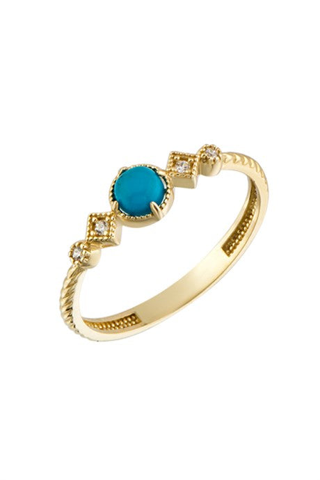Solid Gold Turquoise Gemstone Ring | 14K (585) | 1.41 gr