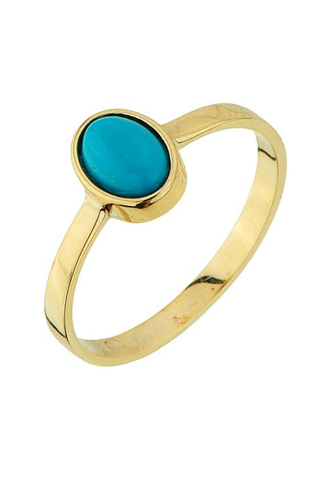 Solid Gold Turquoise Gemstone Ring | 14K (585) | 1.94 gr
