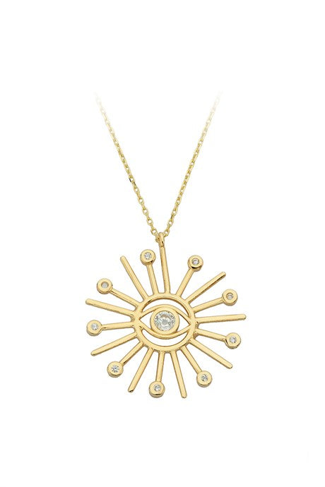 Collar de sol con ojo de oro macizo | 14K (585) | 2,42 gramos