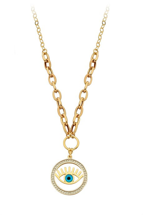 Solid Gold Eye Necklace | 14K (585) | 7.71 gr