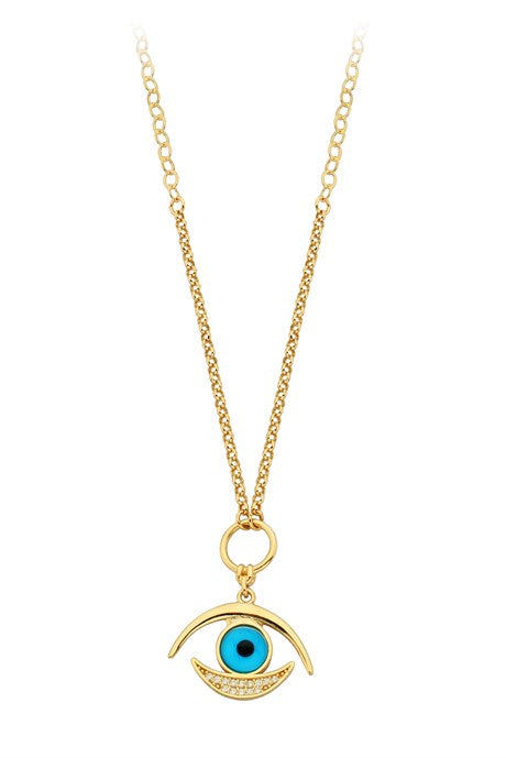 Solid Gold Eye Necklace | 14K (585) | 6.04 gr