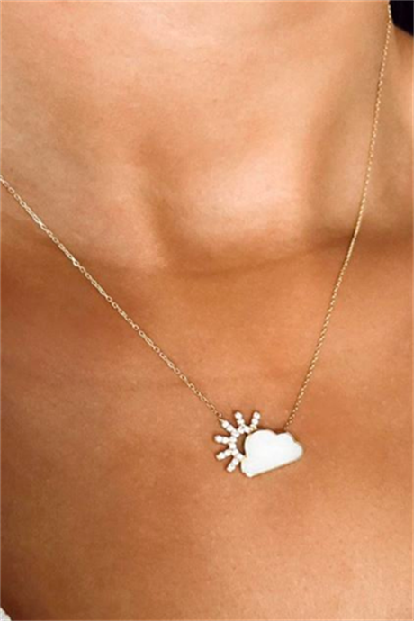 Solid Gold Sun Cloud Necklace | 14K (585) | 2.25 gr