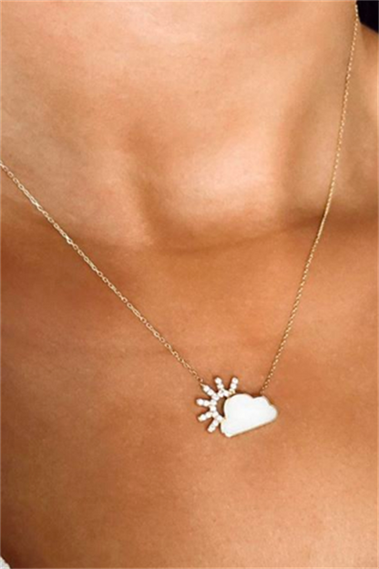 Solid Gold Sun Cloud Necklace | 14K (585) | 2.25 gr