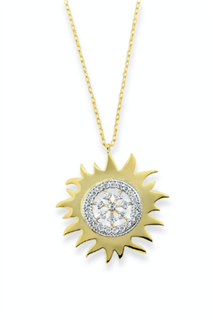 Solid Gold Sun Necklace | 14K (585) | 2.41 gr