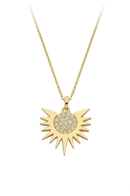 Solid Gold Sun Necklace | 14K (585) | 2.15 gr