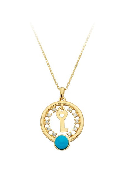 Solid Gold Circle Key Necklace | 14K (585) | 2.22 gr