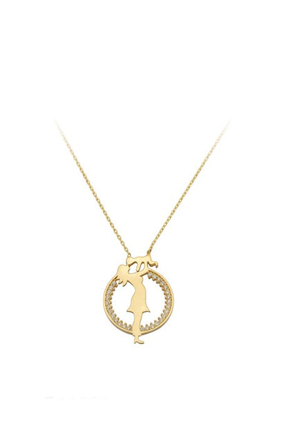 Solid Gold Circle Mother And Baby Necklace | 14K (585) | 2.58 gr
