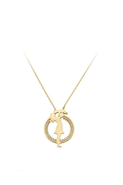 Collier mère et bébé cercle en or massif | 14K (585) | 2,58 grammes