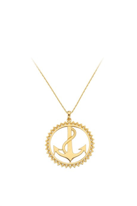 Solid Gold Circle Anchor Necklace | 14K (585) | 3.10 gr