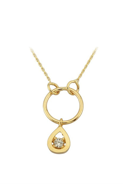 Solid Gold Circle Drop Necklace | 14K (585) | 1.95 gr
