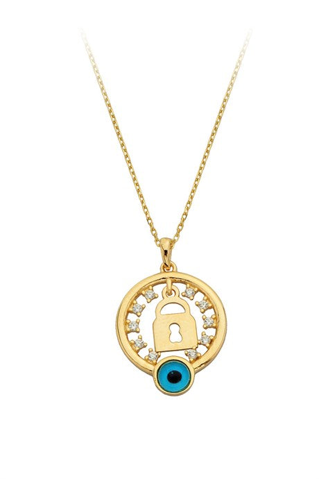 Collier de clé d'oeil de cercle d'or solide | 14K (585) | 2,25 grammes