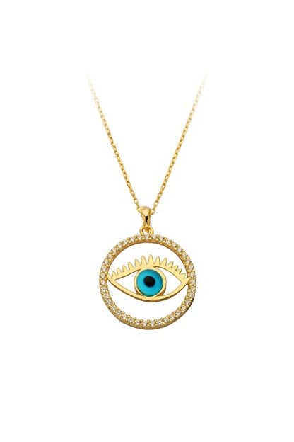 Solid Gold Circle Eye Necklace | 14K (585) | 2.41 gr