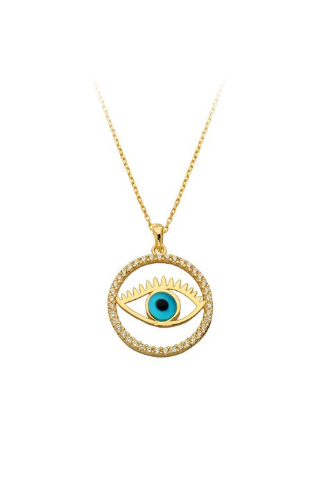 Collar de ojo de círculo de oro macizo | 14K (585) | 2,41 gramos