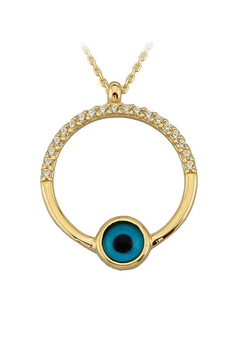 Solid Gold Circle Eye Necklace | 14K (585) | 2.34 gr