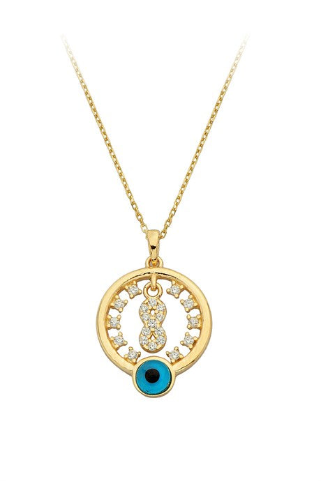 Solid Gold Circle Eye Infinity Necklace | 14K (585) | 2.24 gr