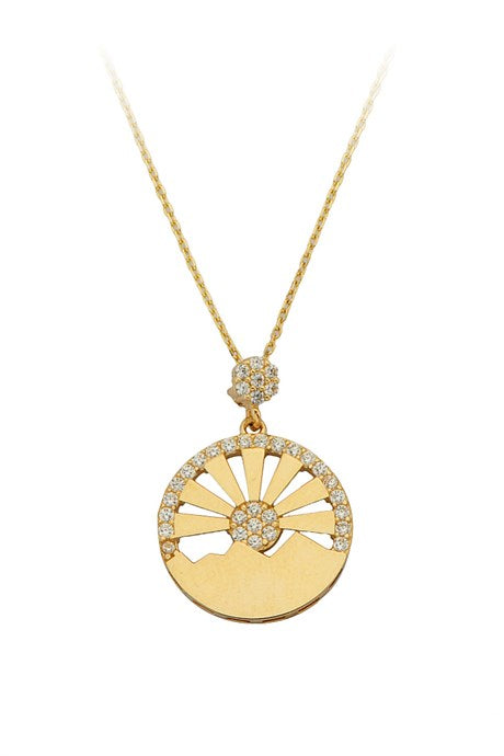 Solid Gold Circle Sun Necklace | 14K (585) | 2.57 gr